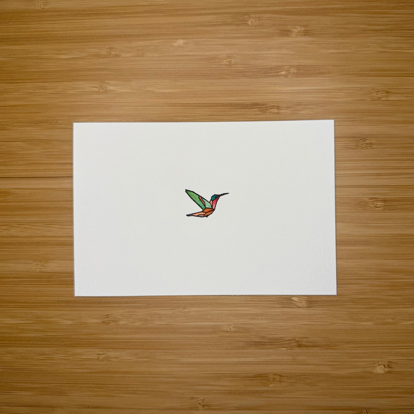 4 x 6 Unframed Hand-Stamped Art: Hummingbird
