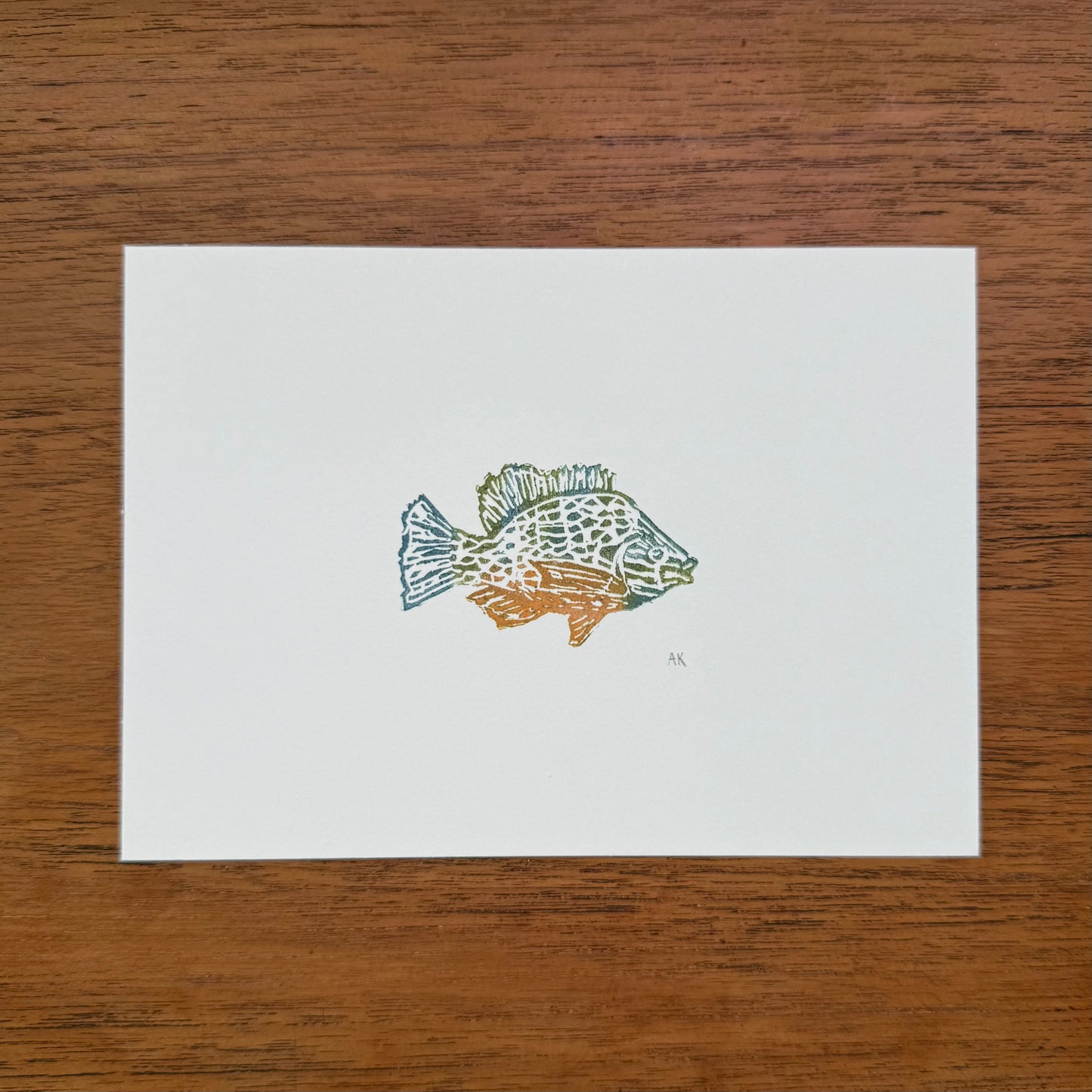 Pumpkinseed Sunfish - Original Linocut Print