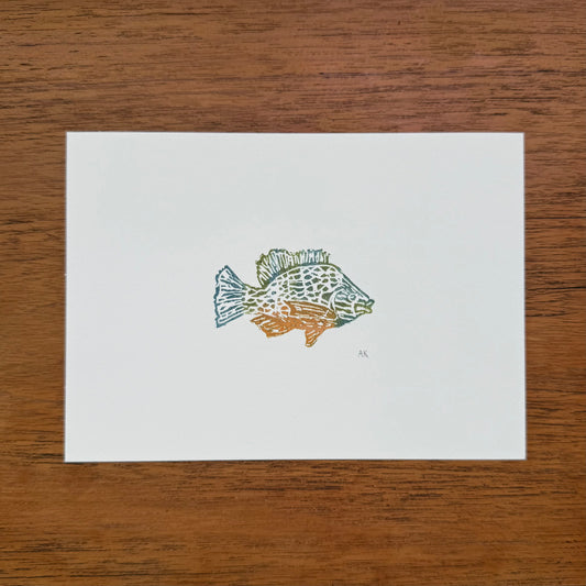 Pumpkinseed Sunfish - Original Linocut Print