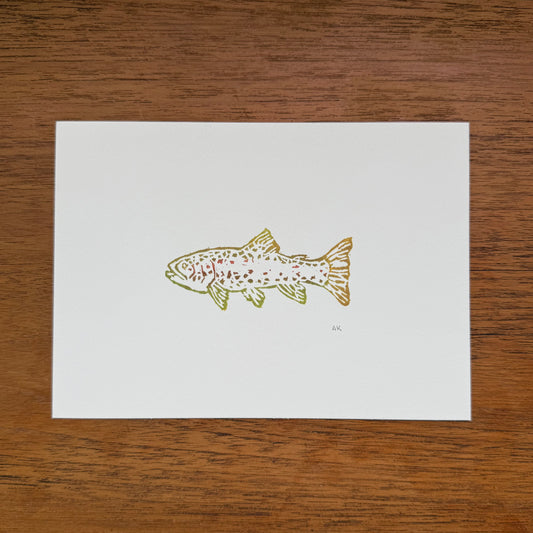 Trout - Original Linocut Print