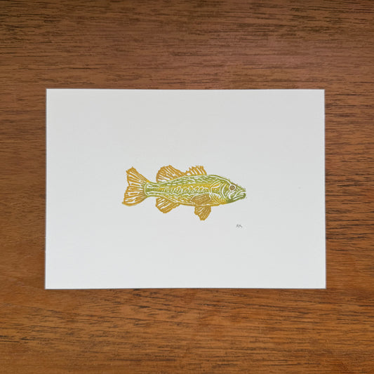 Bass - Original Linocut Print
