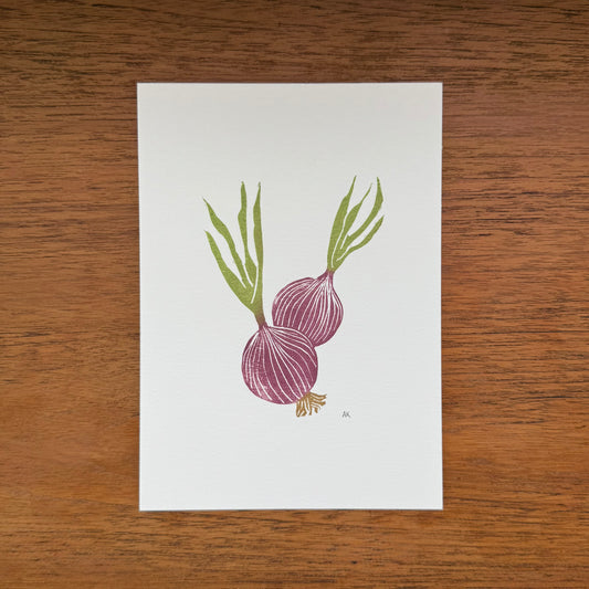 Red Onions - Original Linocut Print