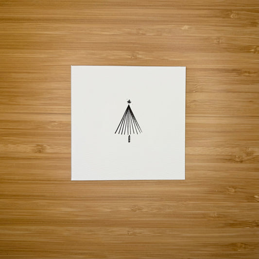 4 x 4 Unframed Hand-Stamped Art:  Holiday Tree