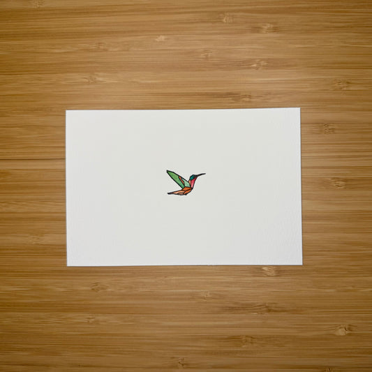 4 x 6 Unframed Hand-Stamped Art:  Hummingbird