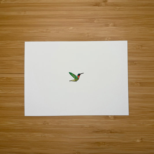 5" x 7" Unframed Hand-Stamped Art:  Hummingbird