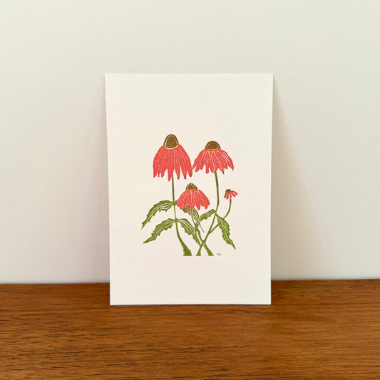 Echinacea - Original Linocut Print
