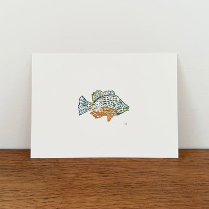 Pumpkinseed Sunfish - Original Linocut Print