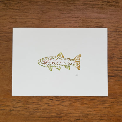Trout - Original Linocut Print