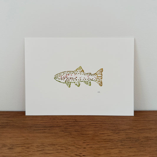 Trout - Original Linocut Print