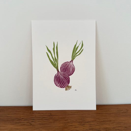 Red Onions - Original Linocut Print