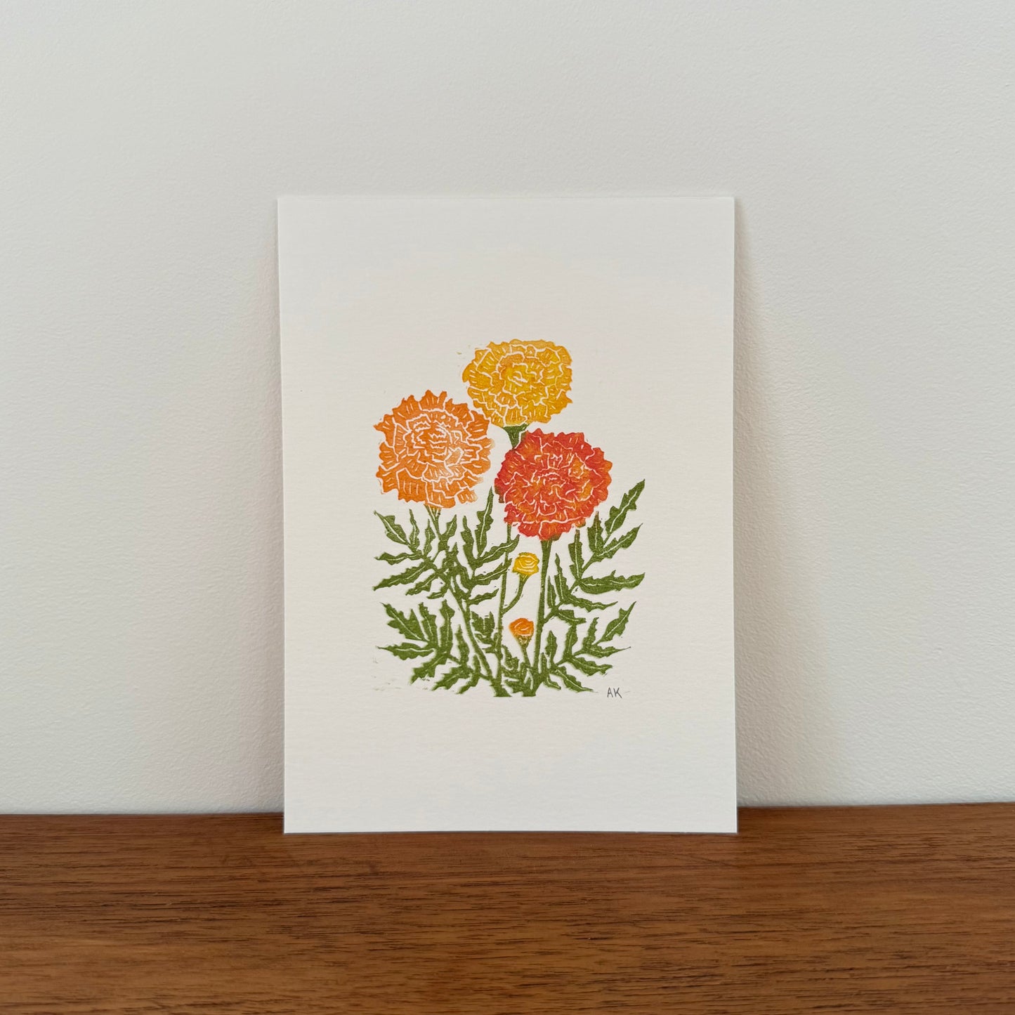 Marigolds - Original Linocut Print
