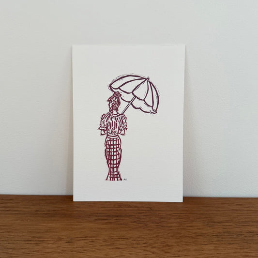 "Out and About"- Original Linocut Print