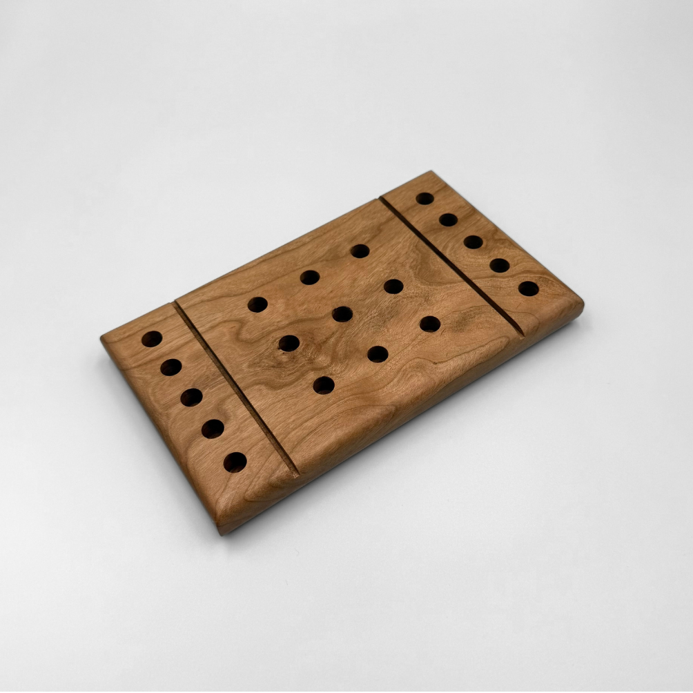 Solid cherry wood tic tac toe game board