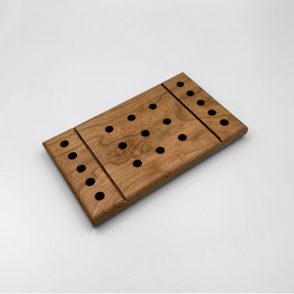 Solid cherry wood tic tac toe game board